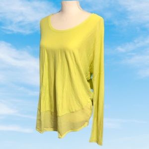 LINDEX lime green sheer bat wing long sleeve women’s top